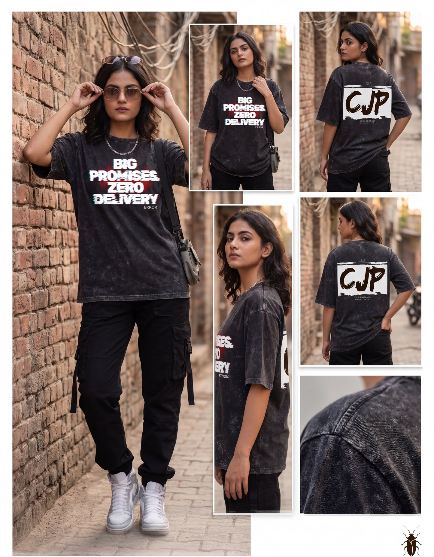 Big Promises Zero Delivery Unisex Acid Washed Oversized Tee